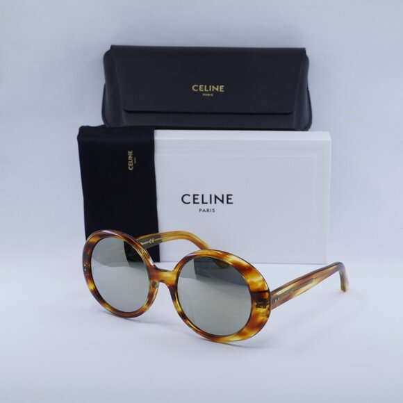 🕶️ New Celine CL40065F 56C Sunglasses - Shiny Havana Frame, Silver Lenses - Picture 10 of 10